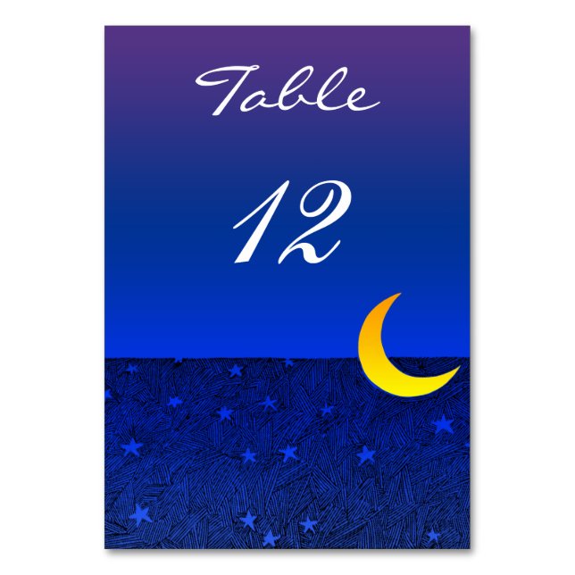 Tarjeta de mesa de dos caras de Moon and Stars Blu (Reverso)