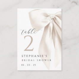 Tarjeta de mesa de ducha de novia blanca Bow