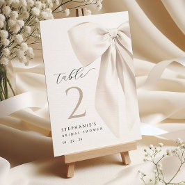 Tarjeta de mesa de ducha de novia blanca Bow