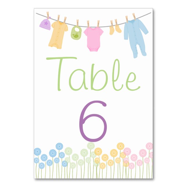 Tarjeta de mesa de ducha de ropa pequeña (Anverso)