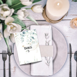Tarjeta de mesa de eucalipto verde acuarela