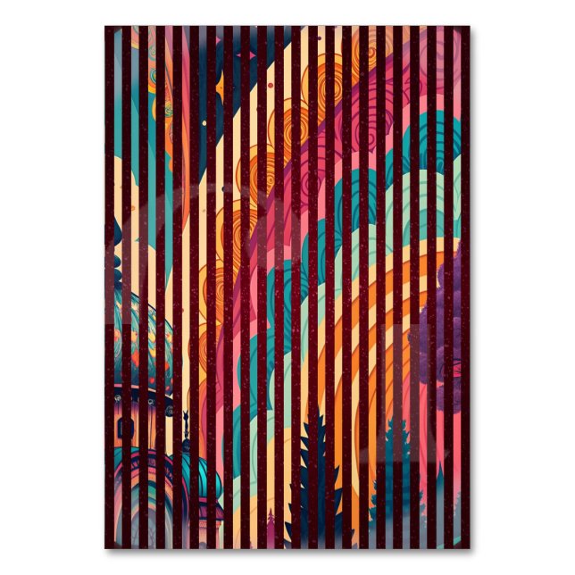 Tarjeta de mesa de fantasía de rayas oscuras – Per (Anverso)