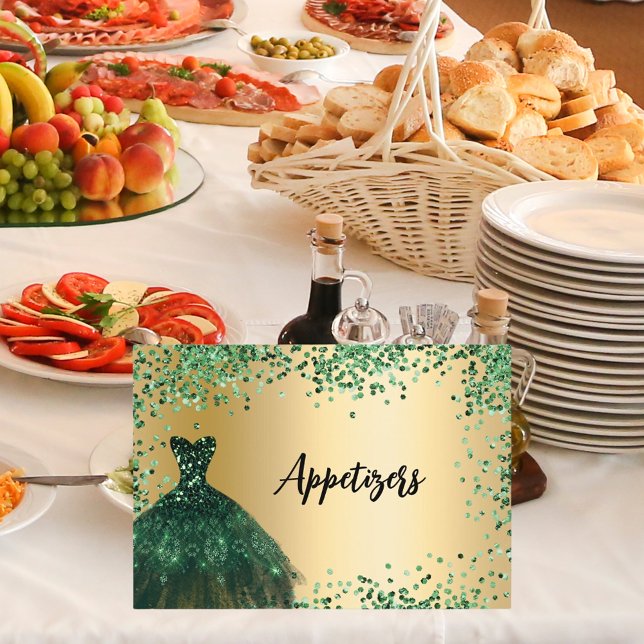 Tarjeta de mesa de fiesta de oro verde esmeralda (Subido por el creador)