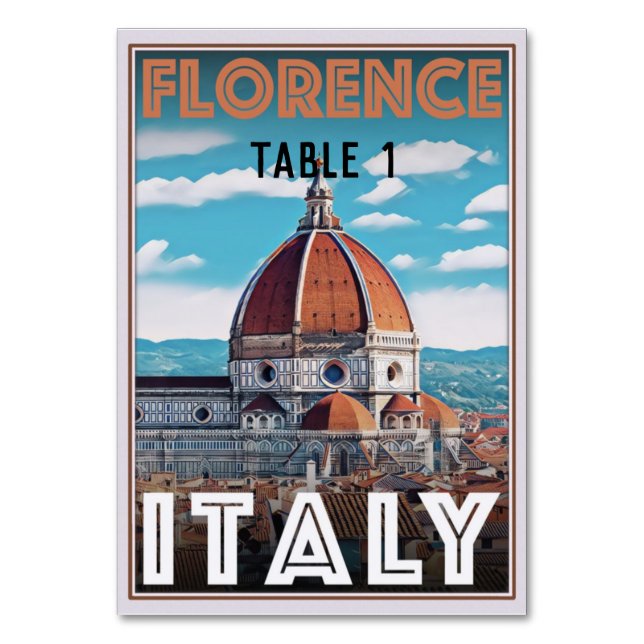 Tarjeta de mesa de Florencia Italia Boda (Anverso)