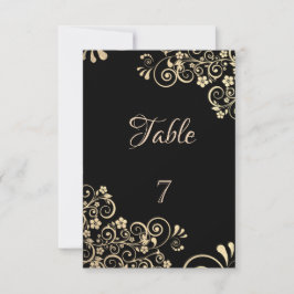 Tarjeta de mesa de flores doradas elegante chic