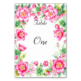 Tarjeta de mesa de flores rosadas
