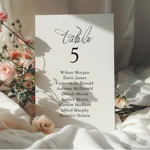 Tarjeta de mesa de gráfico de asientos de boda ele