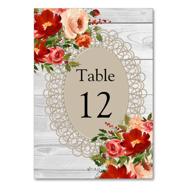 Tarjeta de mesa de gráfico de asientos Flores de e (Anverso)