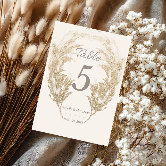 Tarjeta de mesa de hierba de Pampas (Pampas Grass Table Card Number)