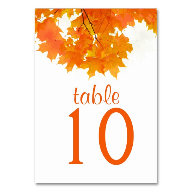 Tarjeta de mesa de hojas de arce de otoño (Anverso)