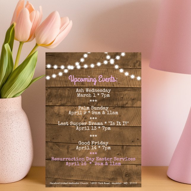Tarjeta de mesa de iglesia de eventos próximos a S (Subido por el creador)
