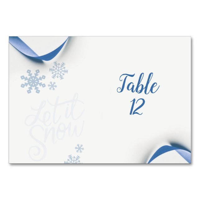 Tarjeta de mesa de invierno Let It Snow (Reverso)