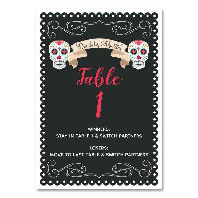 Tarjeta de mesa de juego Bunco de Dia De Los Muert (Anverso)