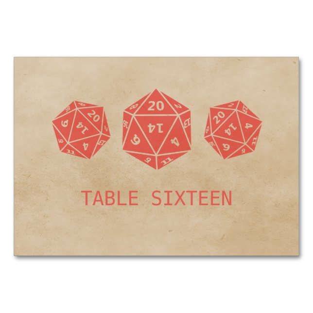Tarjeta de mesa de juego de dados Red Grunge D20 (Anverso)