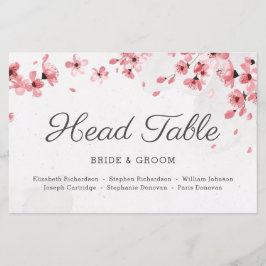 Tarjeta de mesa de la cabeza de la flor del cerezo