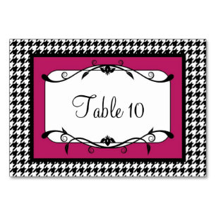 Tarjeta de mesa de la cabina de patas rosa y negra