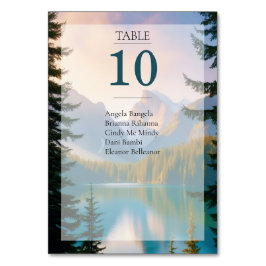 Tarjeta de mesa de la lista de huéspedes de Mounta