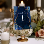 Tarjeta de mesa de la Marina, el Mármol y el oro<br><div class="desc">¡Esta magnífica tarjeta de mesa está decorada con mármol con acentos agados y dorados!</div>
