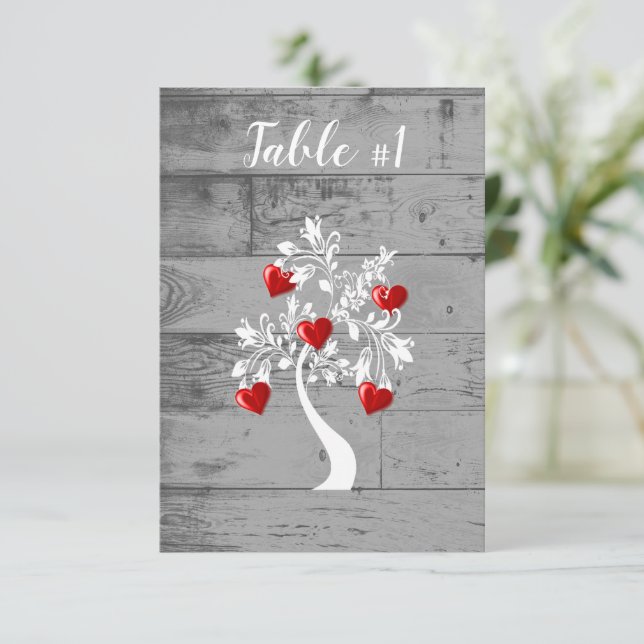 Tarjeta de mesa de la recepción de boda del árbol  (Anverso de pie)