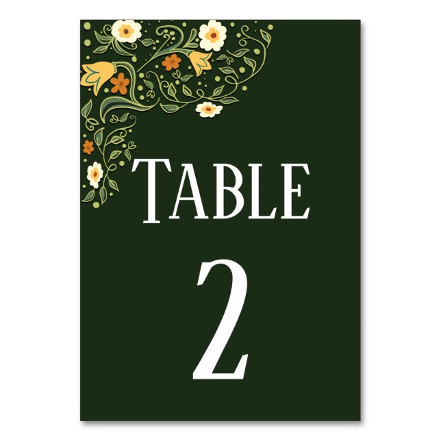 Tarjeta de mesa de la recepción de la boda verde f (Anverso)