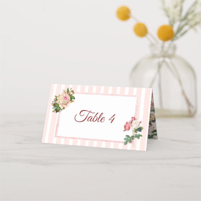 Tarjeta de mesa de la rosa del coral rosa Rubor (Anverso)