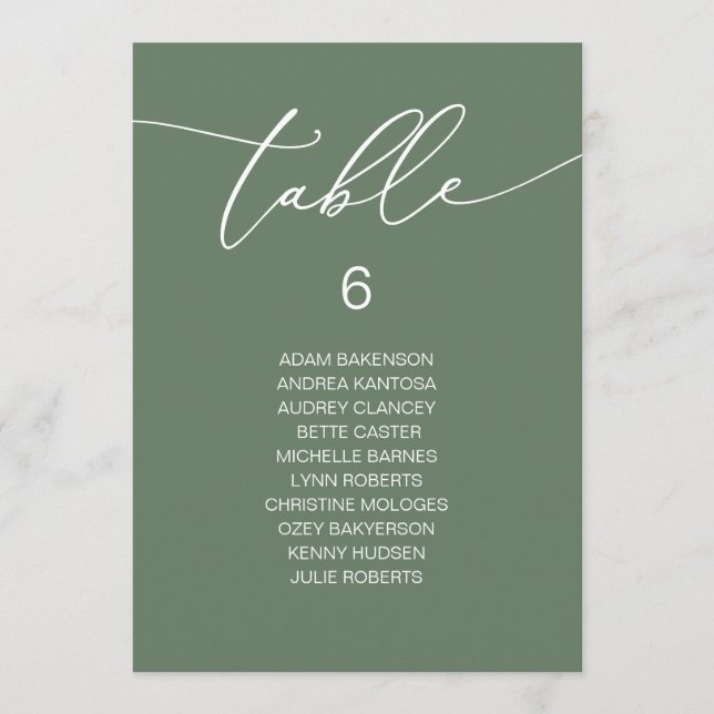 Tarjeta de mesa de la tabla de la carta de los inv (Anverso)