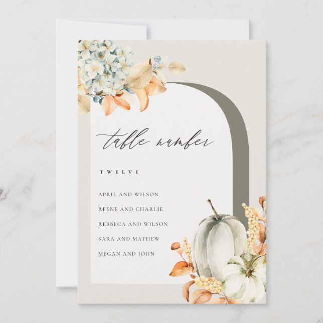 Tarjeta de mesa de la tabla de la tabla de asiento (Anverso)