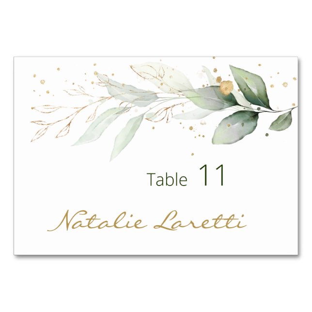 Tarjeta de mesa de la tarjeta Green Gold Foliage (Anverso)
