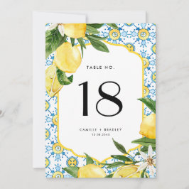 Tarjeta de mesa de limón acuarela y mosaico marroq