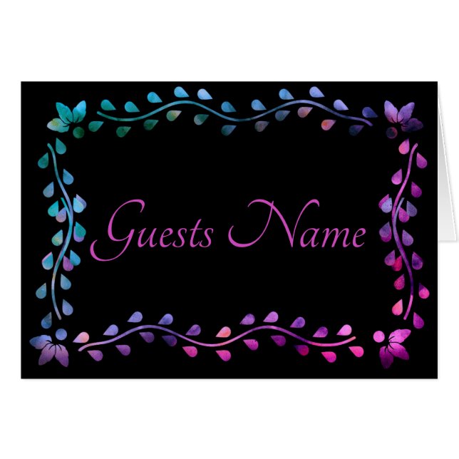 Tarjeta de mesa de los invitados de los asientos d (Anverso (Horizontal))