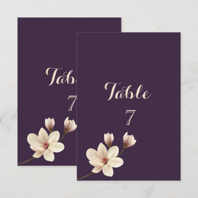 Tarjeta de mesa de magnolia elegante chic (Anverso / Reverso)