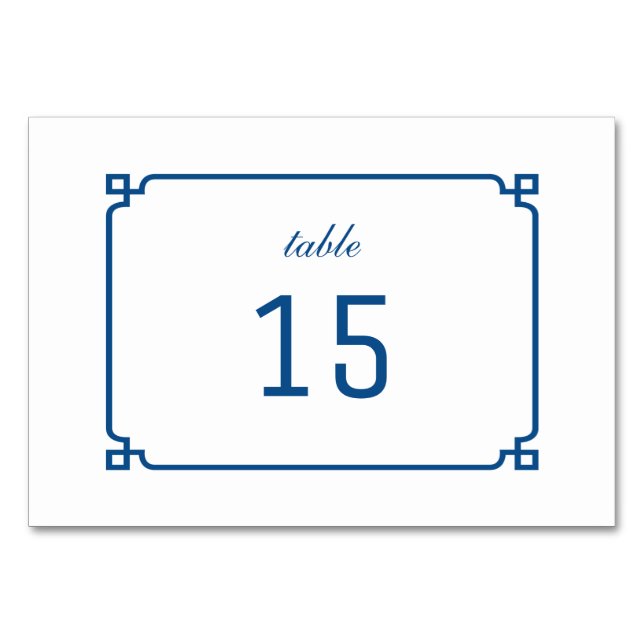 Tarjeta de mesa de Moda de Deco Azul Lapis (Anverso)
