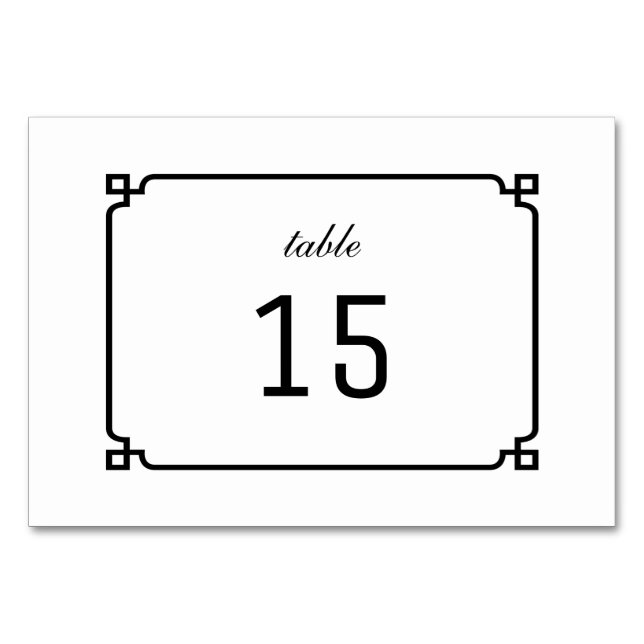 Tarjeta de mesa de Moda de deco negro (Anverso)