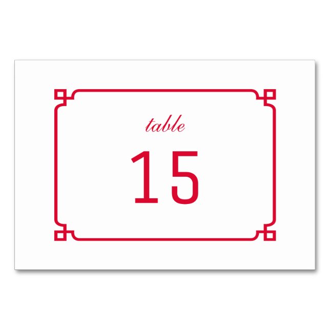 Tarjeta de mesa de Moda de Deco Rojo (Anverso)