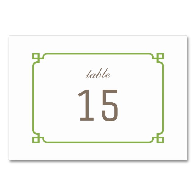 Tarjeta de mesa de Moda verde decorativa (Anverso)