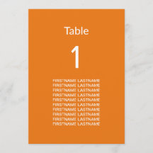 Tarjeta de mesa de Naranja brillante moderna de no