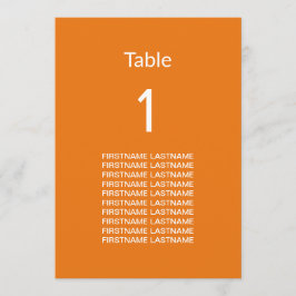 Tarjeta de mesa de Naranja brillante moderna de no