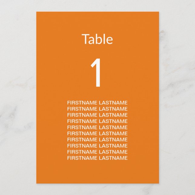 Tarjeta de mesa de Naranja brillante moderna de no (Anverso)