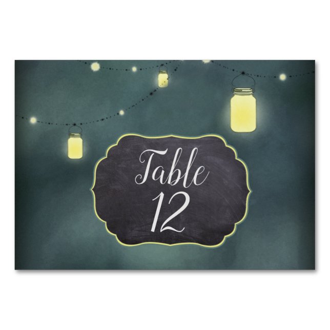 Tarjeta de mesa de noche de verano de frascos de M (Anverso)