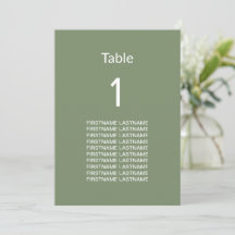Tarjeta de mesa de nombres de huéspedes verdes mod