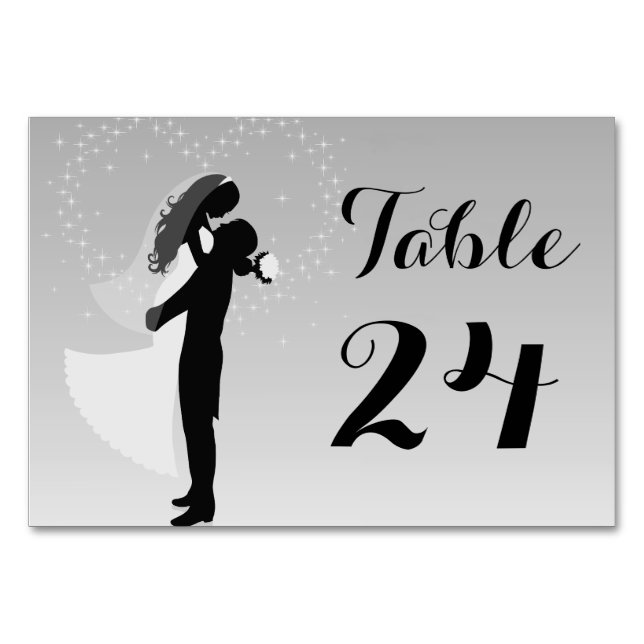 Tarjeta De Mesa De Novias De Silhouette De Ombre D (Anverso)