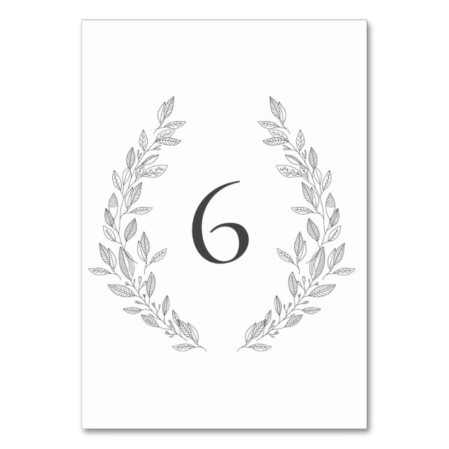 Tarjeta de mesa de número de marco floral blanco n (Anverso)