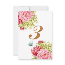 Tarjeta de mesa de Peonías e Hydrangeas No 3