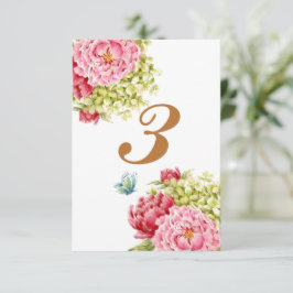 Tarjeta de mesa de Peonías e Hydrangeas No 3