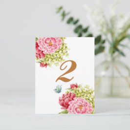Tarjeta de mesa de peonías y hortensias nº 2