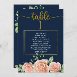 Tarjeta de mesa de plan de asientos azul marino do