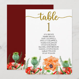 Tarjeta de mesa de plan de asientos hermosa caligr