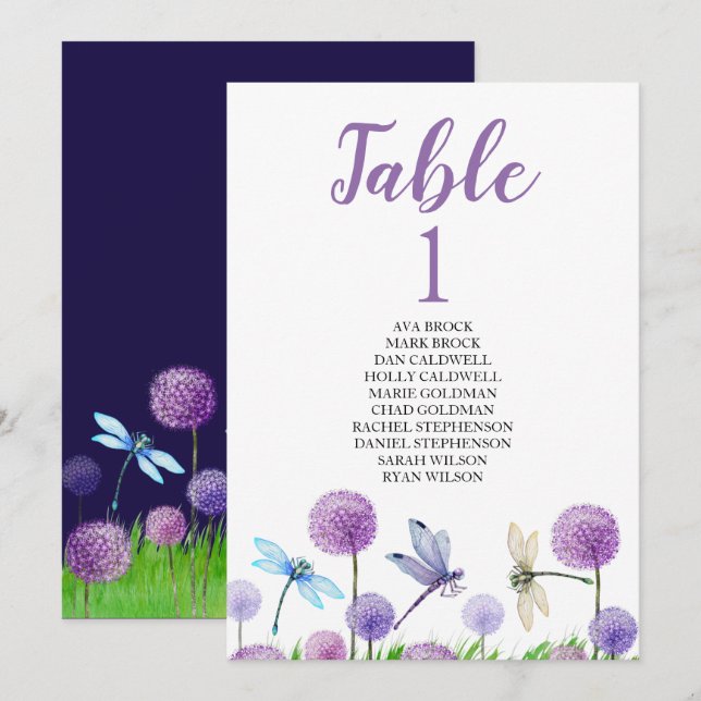 Tarjeta de mesa de plan de asientos hermosa caligr (Anverso / Reverso)