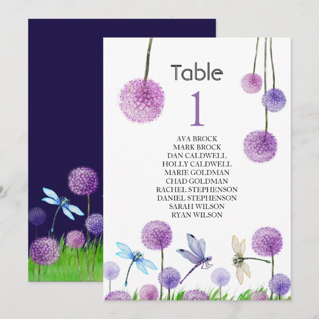 Tarjeta de mesa de plan de asientos hermosa caligr (Anverso / Reverso)