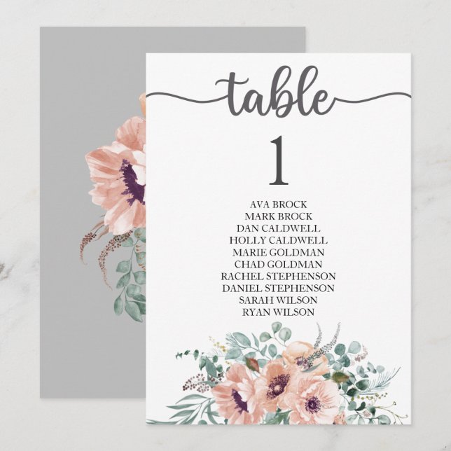 Tarjeta de mesa de plan de asientos hermosa caligr (Anverso / Reverso)